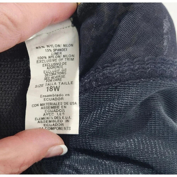 Slim Allure Womens Vintage Lepord Print/Sheer Swimsuit Size 18W Black - Picture 5 of 6